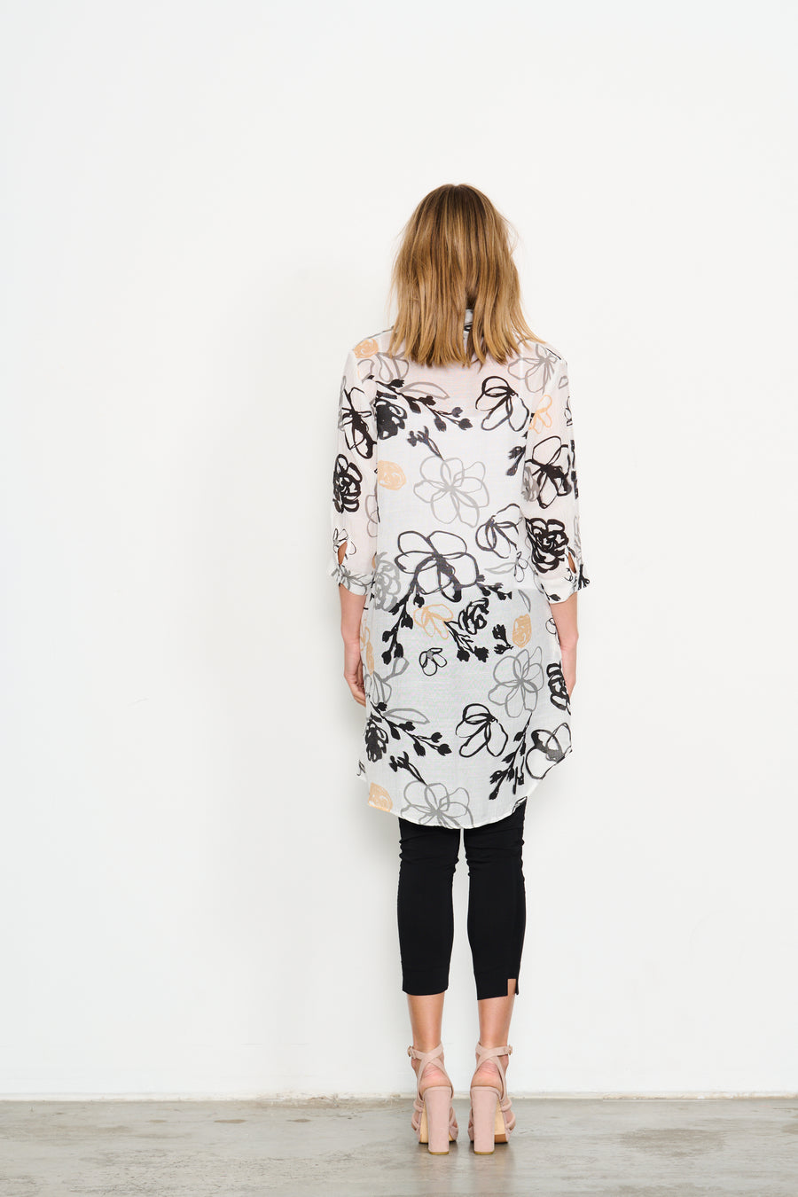 HOLMES & FALLON | Printed Shirt w/scoop Hem