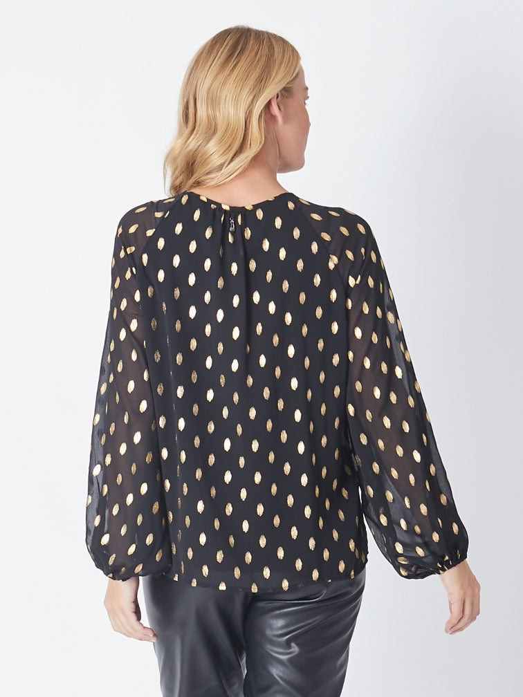 LUNA SKY | Balloon Sleeve Burnout Top